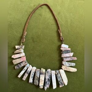 Elegant Pink and Brown Stone Necklace